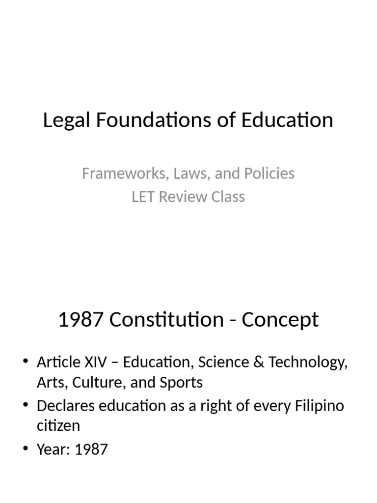 Legal Frameworks in Philippine Education | PDF | Teachers | Academic ...