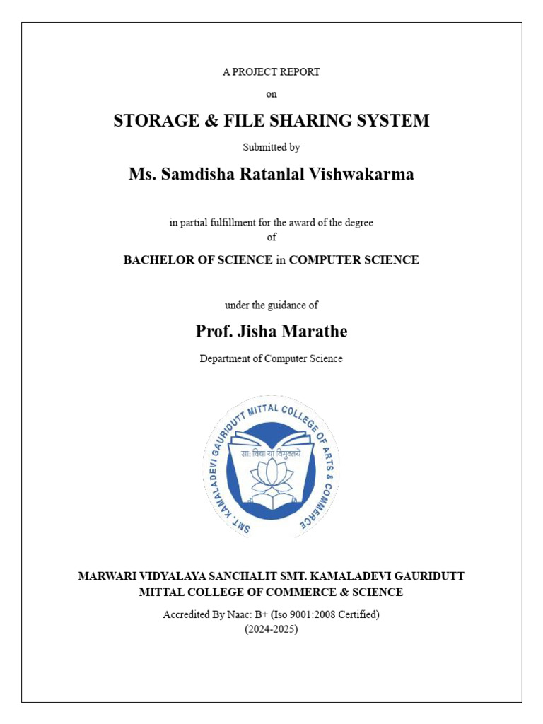 Storage and File Sharing System Report | PDF | Computer File | Software ...