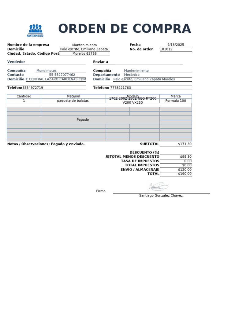 Orden de Compra | PDF