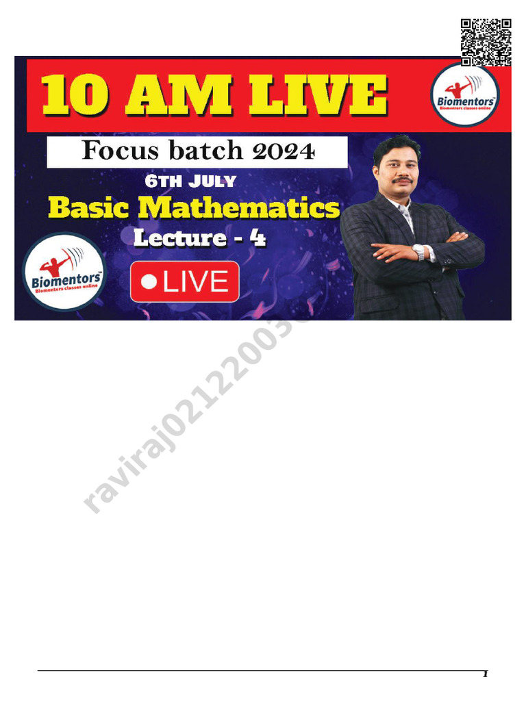 Basic Mathematics For Physics L4 6th July 10AM LIVE by Amr Sir | PDF