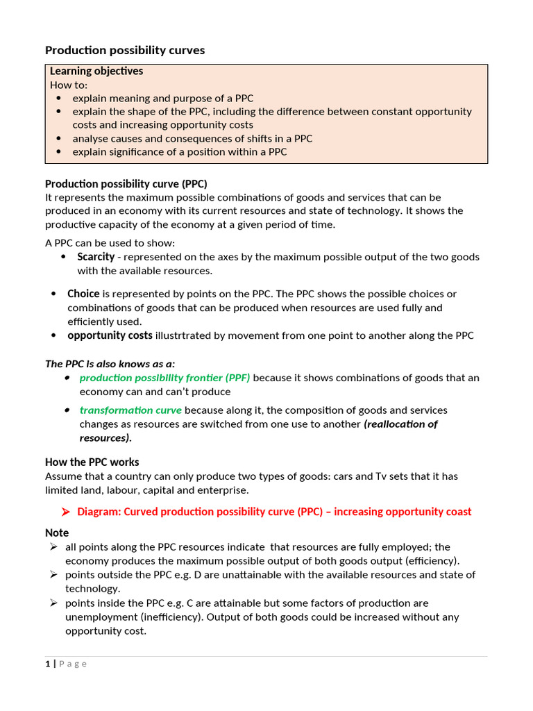 Understanding Production Possibility Curves | PDF | Economies | Economics