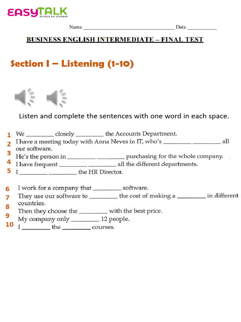 Final Intermediate Test | PDF