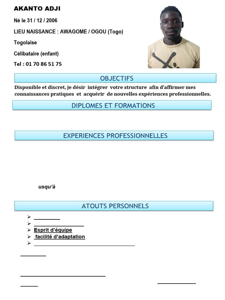 Profil professionnel d'Akanto Adji | PDF