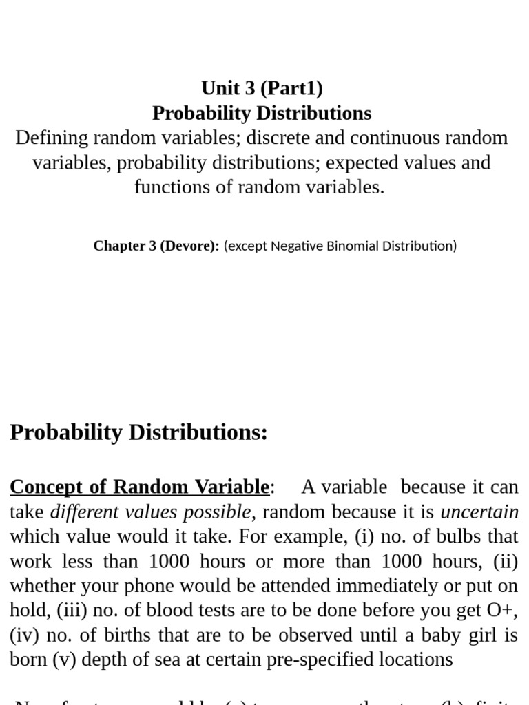 NEP 3 - IsE - Probability Distribution, CH 3, Unit 3 | PDF ...