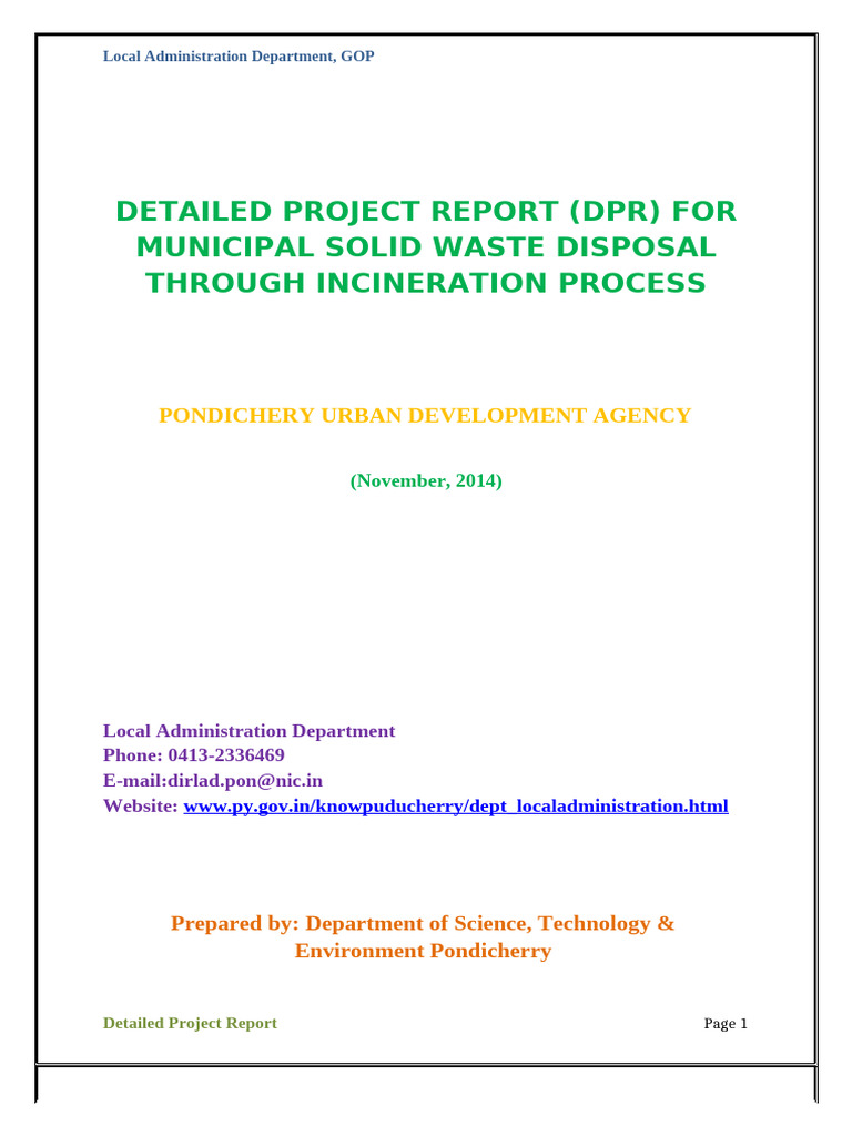 DPR MSW | PDF | Waste Management | Municipal Solid Waste