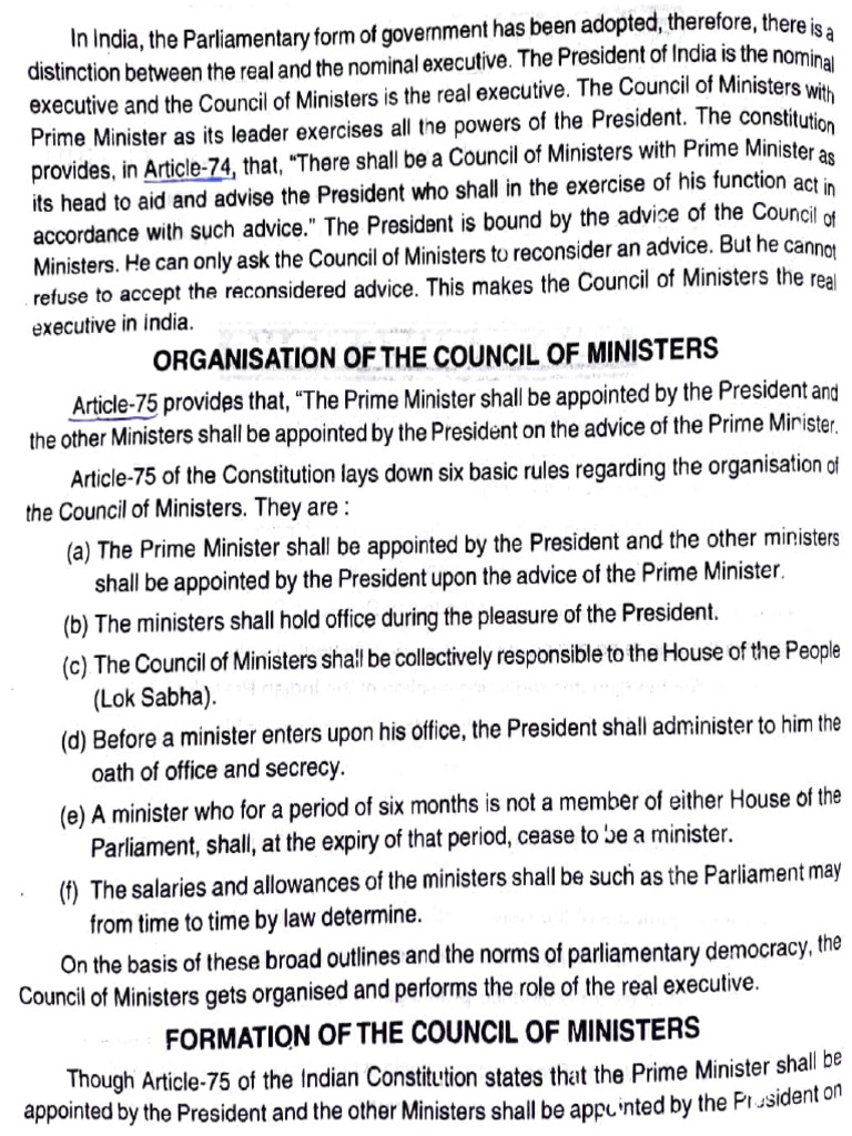 Structure of India's Council of Ministers | PDF | Cabinet (Government ...