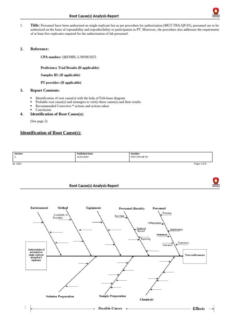 Root Cause(s) Analysis Report (3163) (13273) | PDF | Verification And ...