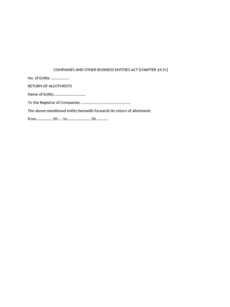 Companies and Other Business Entities Act | PDF