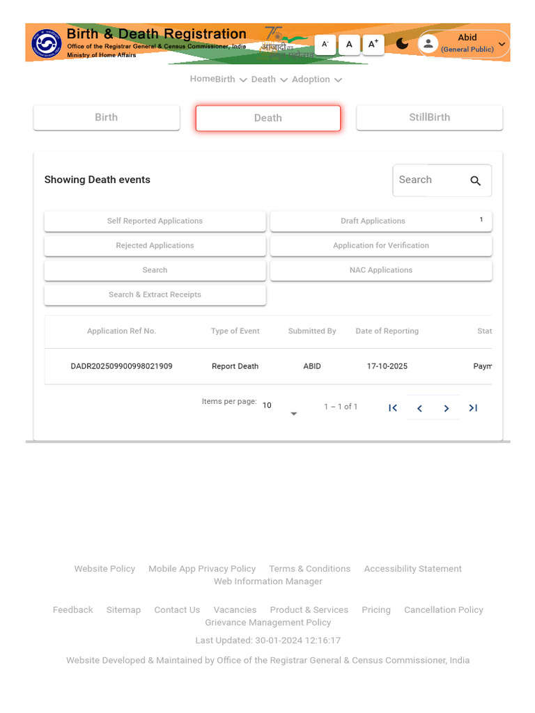 Death Reporting Application Details | PDF
