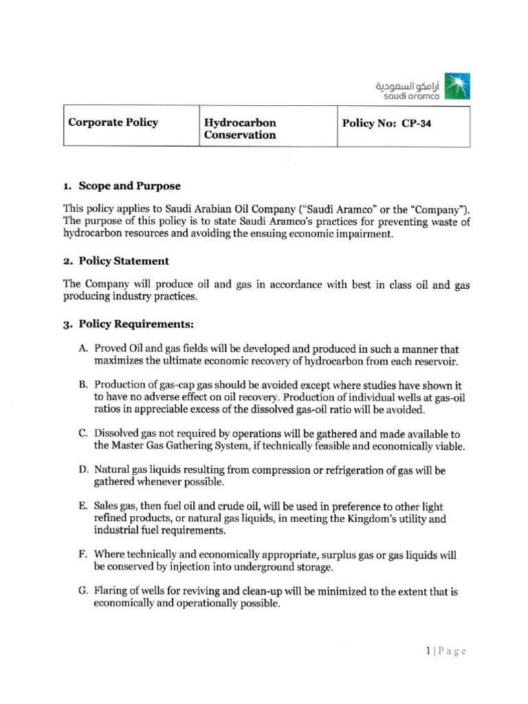 CP 34 - Hydrocarbon Conservation | PDF