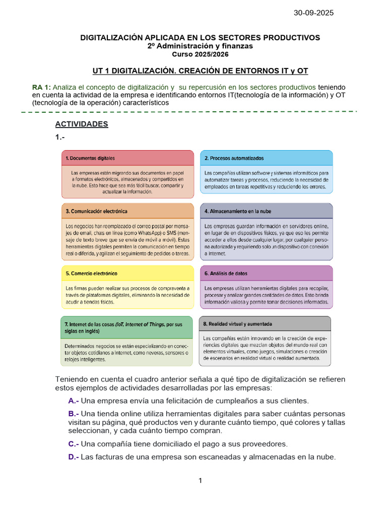 Actividades 1 | PDF | Inteligencia artificial | Inteligencia (IA) y ...