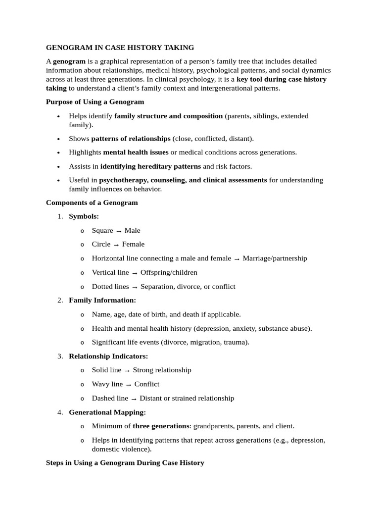 Genogram for Family History Analysis | PDF | Family | Psychotherapy