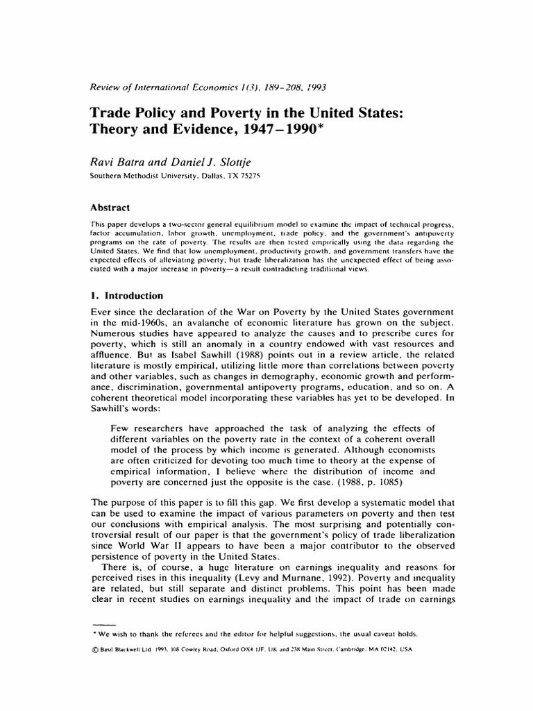 Trade Policy's Impact on US Poverty | PDF | Labour Economics | Unemployment