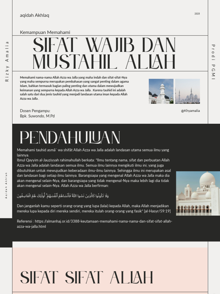 Sifat Wajib dan Mustahil Allah dalam Islam | PDF