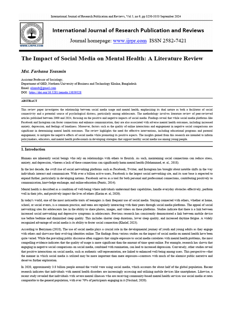 Social Media's Impact on Mental Health | PDF | Social Media | Popular ...