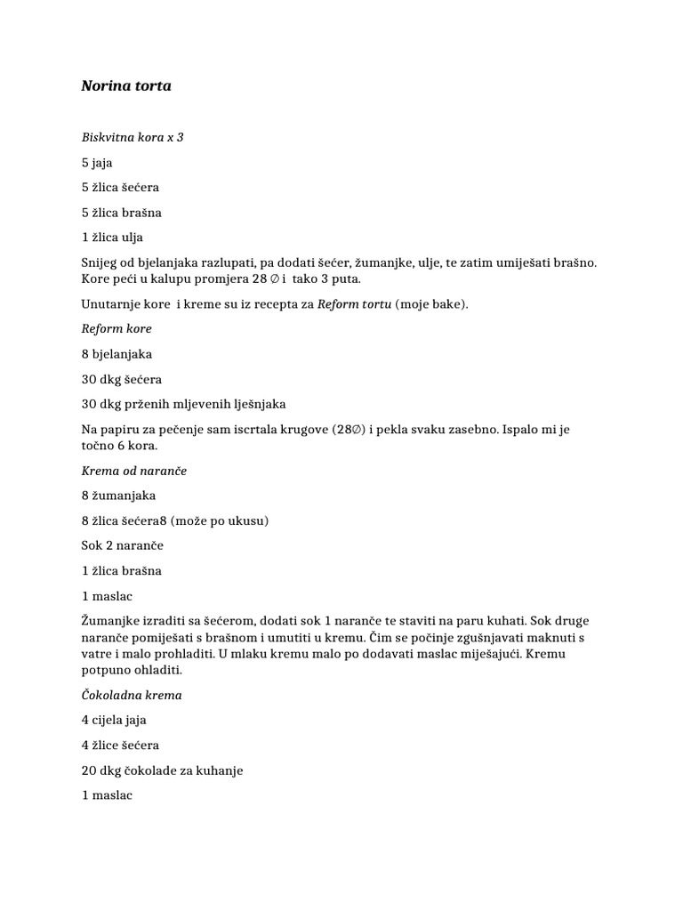 Norina Torta | PDF