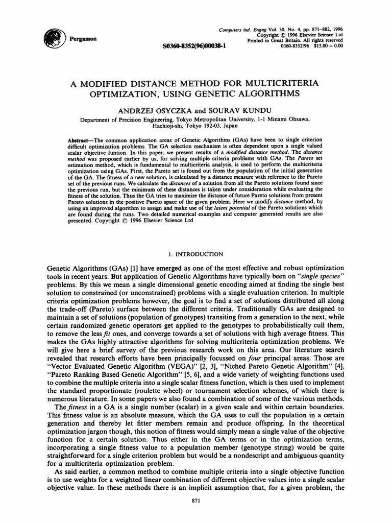 Modified Distance Method for GA Optimization | PDF | Mathematical ...