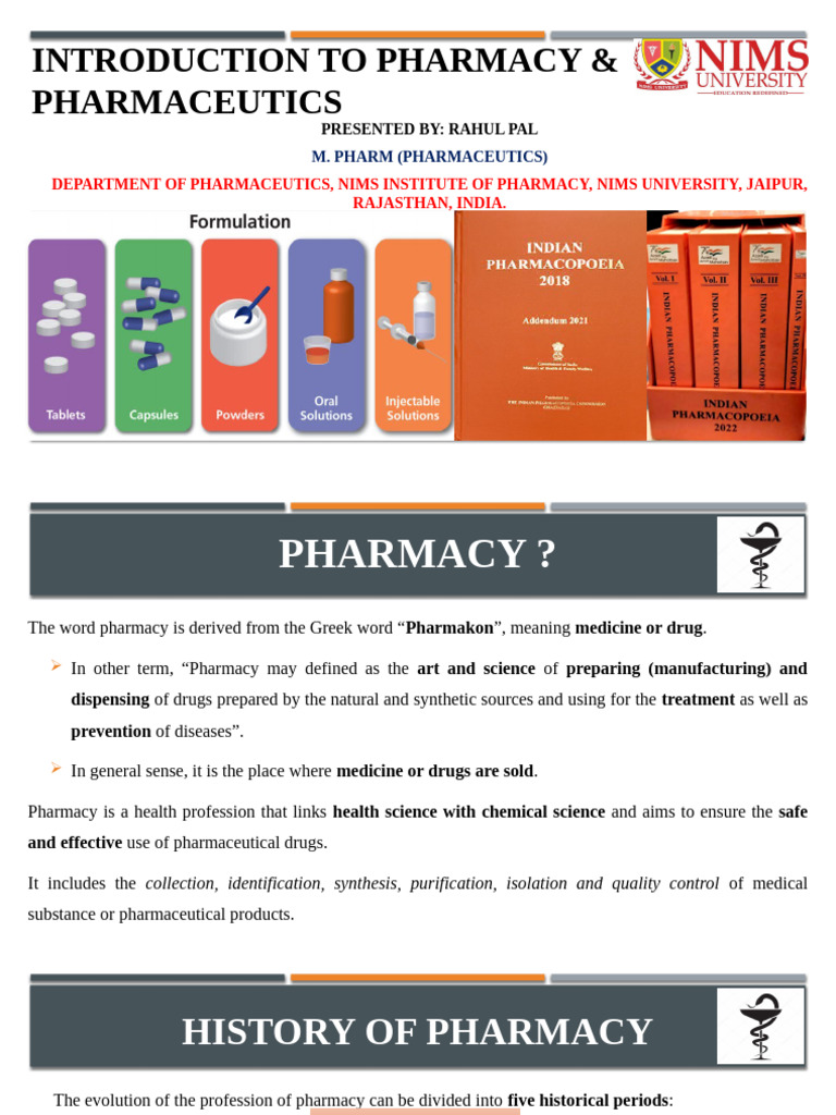Introduction To Pharmacy Pharmaceutics | PDF | Pharmacy | Pharmacist