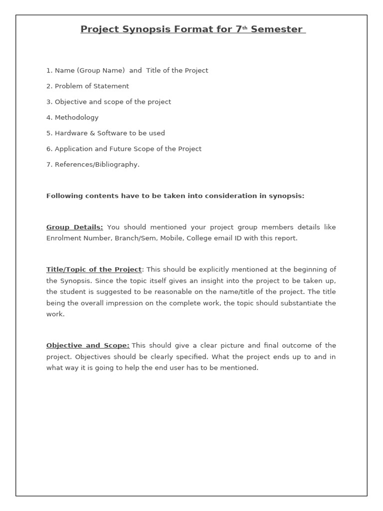 7th Semester Project Synopsis Template | PDF | Information Technology ...