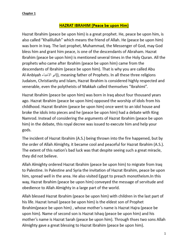 Hazrat Ibrahim A.S | PDF | Prophets And Messengers In Islam | Religious ...