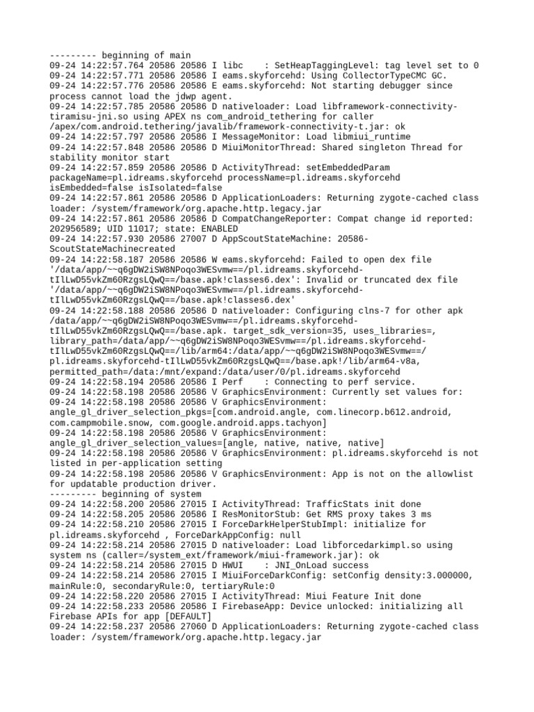 Skyforce HD App Initialization Log | PDF | Computing | Software
