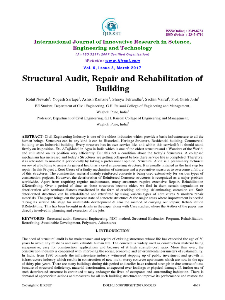 Structural Audit Repair and Rehabilitati | PDF | Agile Software ...