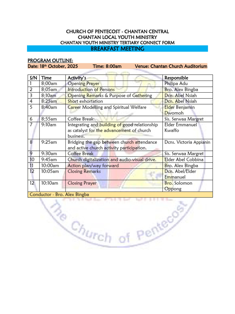 Final BREAKFAST MEETING - Progam Outline | PDF