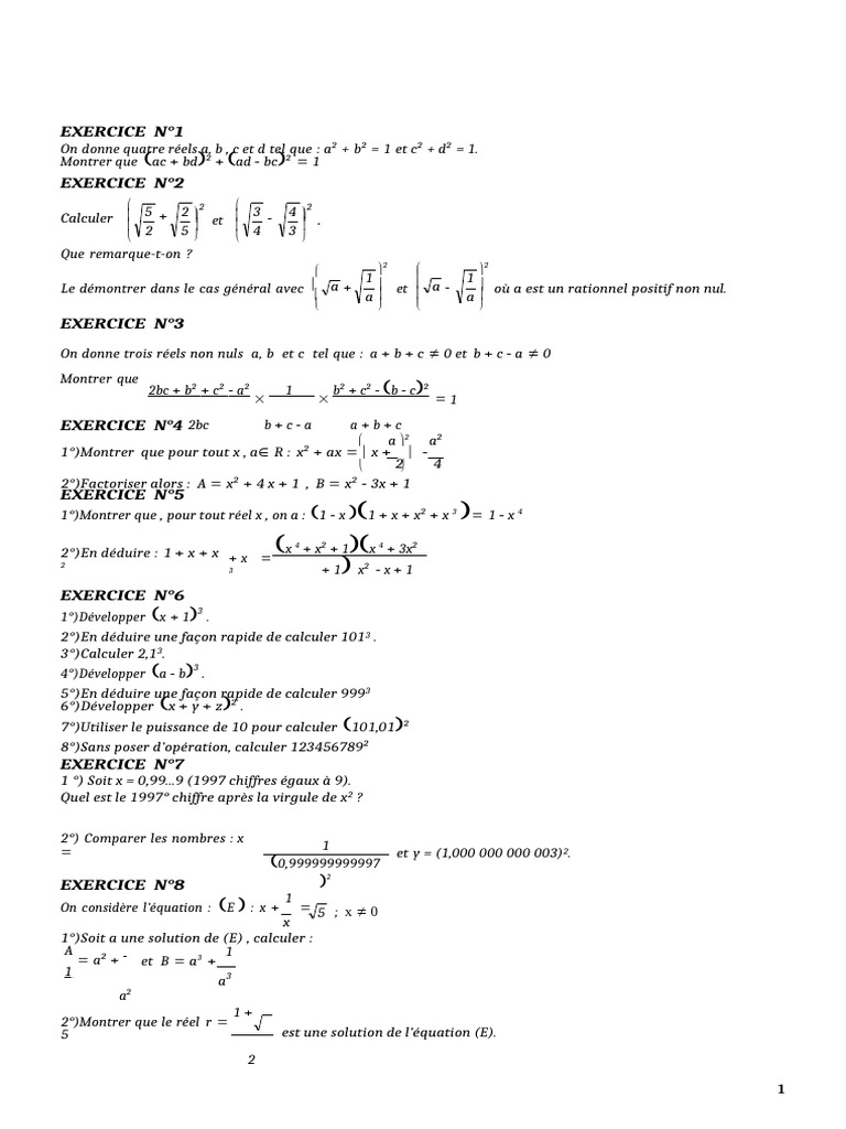 Exercices de mathématiques avancées | PDF | Concepts mathématiques ...
