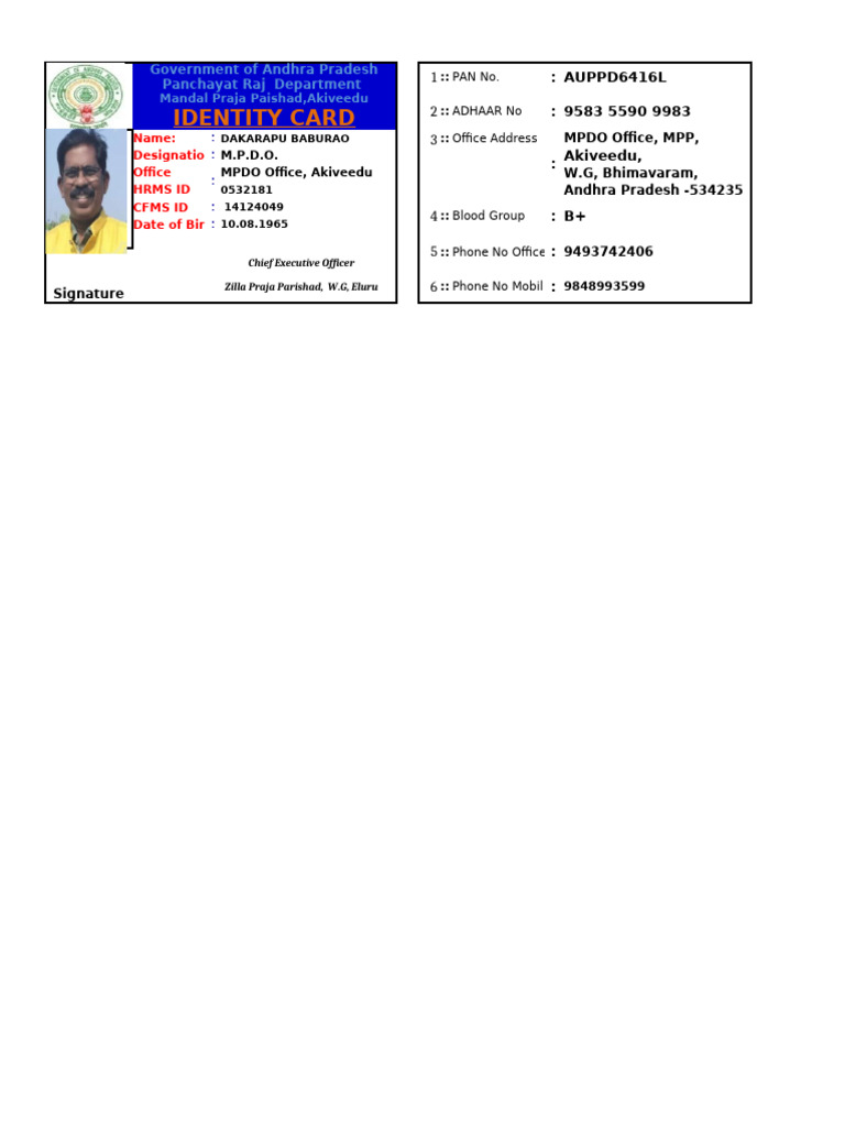 Andhra Pradesh Identity Cards Overview | PDF | Applications Of ...