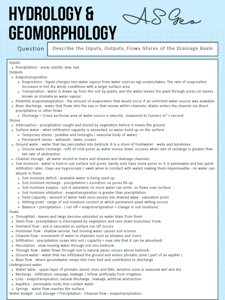 Hydrology and Drainage Basin Processes | PDF | Discharge (Hydrology ...