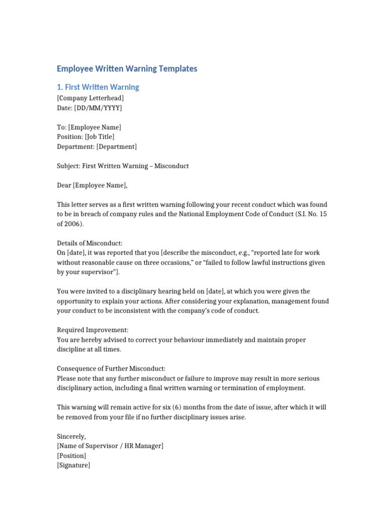 Gaji Warning Templates for Employees | PDF | Employment | Justice