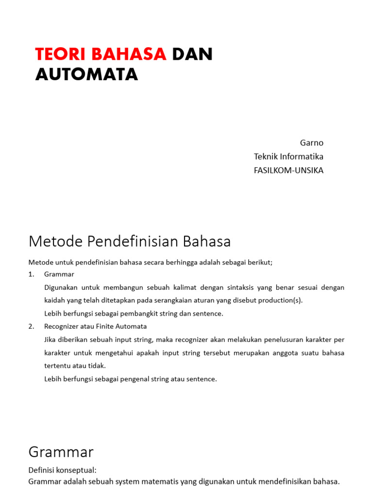 Teori Bahasa dan Automata dalam Informatika | PDF