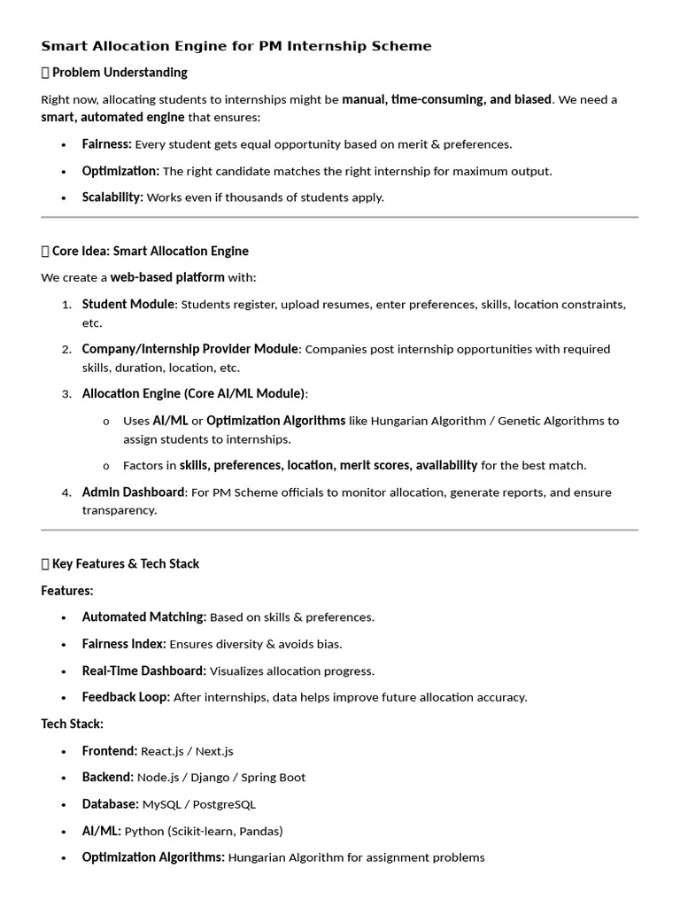 AI Smart Allocation for PM Internships | PDF | Artificial Intelligence ...