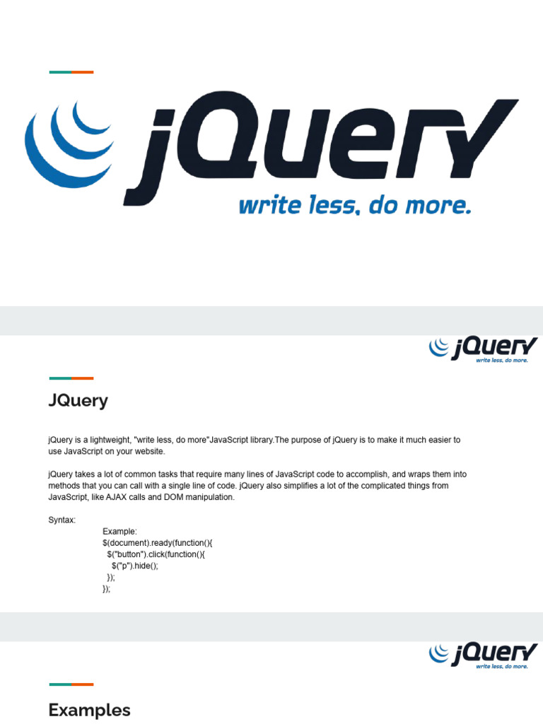 jQuery Code Examples and Usage | PDF | Bootstrap (Front End Framework ...