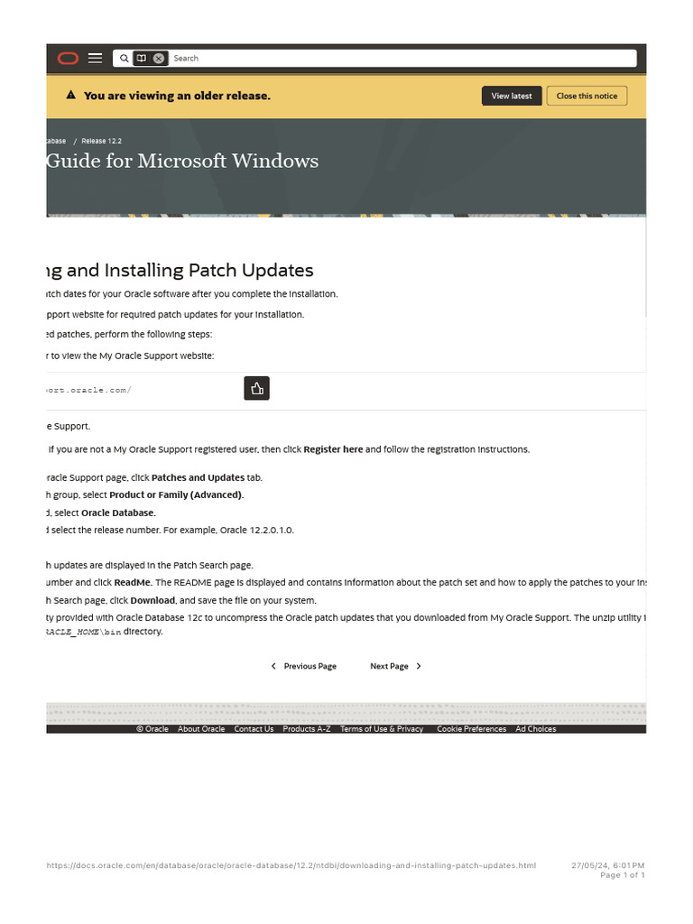 Downloading Oracle Database Patches | PDF