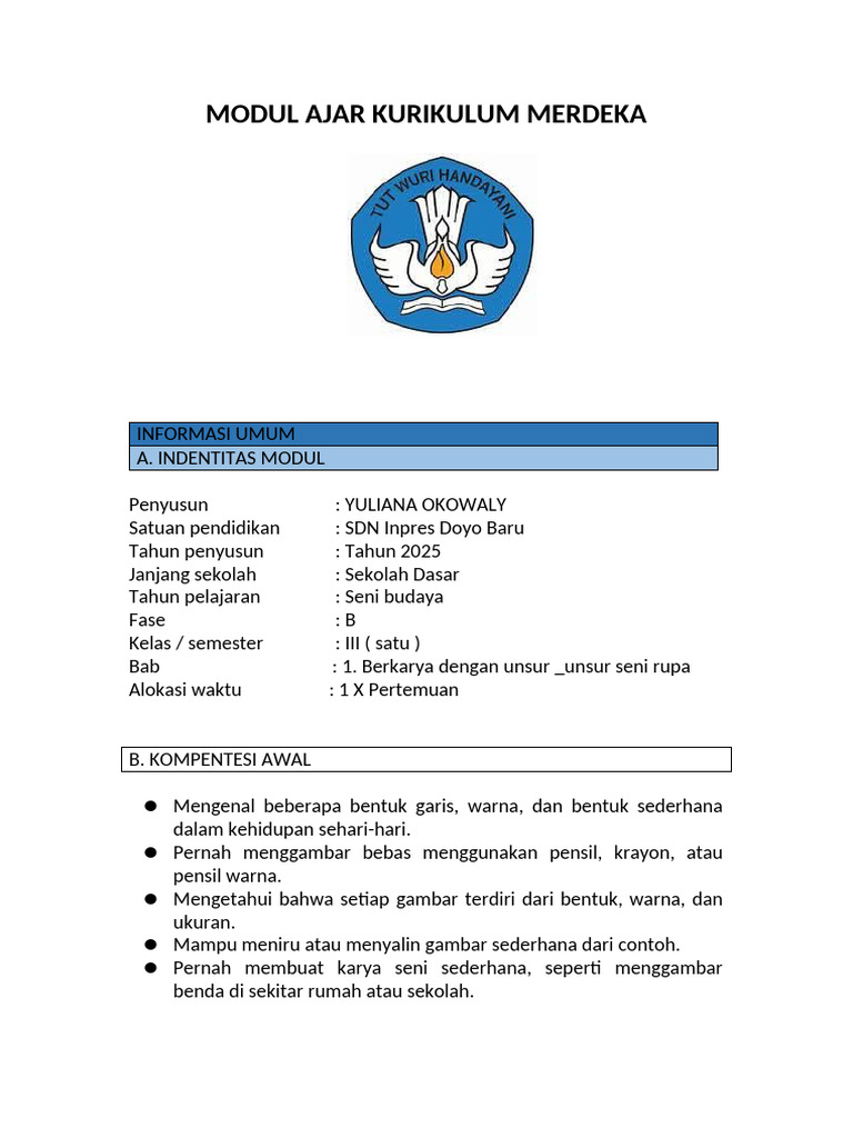 Modul Ajar Seni Rupa SD Kelas III | PDF