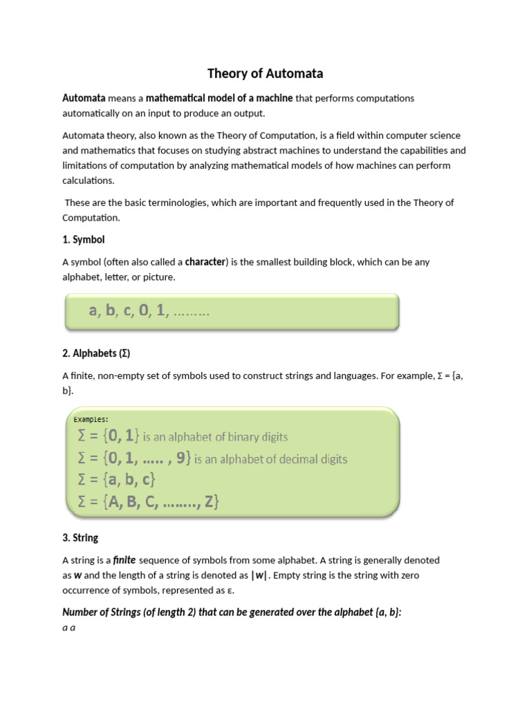 Understanding Automata Theory Basics | PDF | Automata Theory | String ...