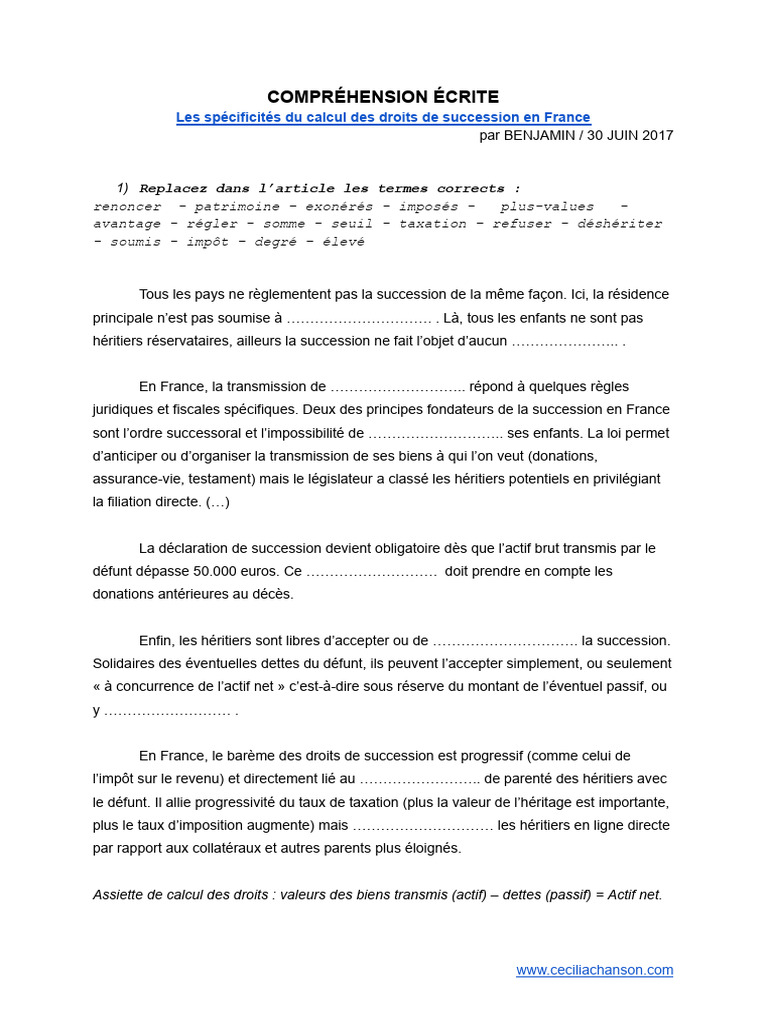 Droits de succession en France : Guide complet | PDF | Impôt sur les ...