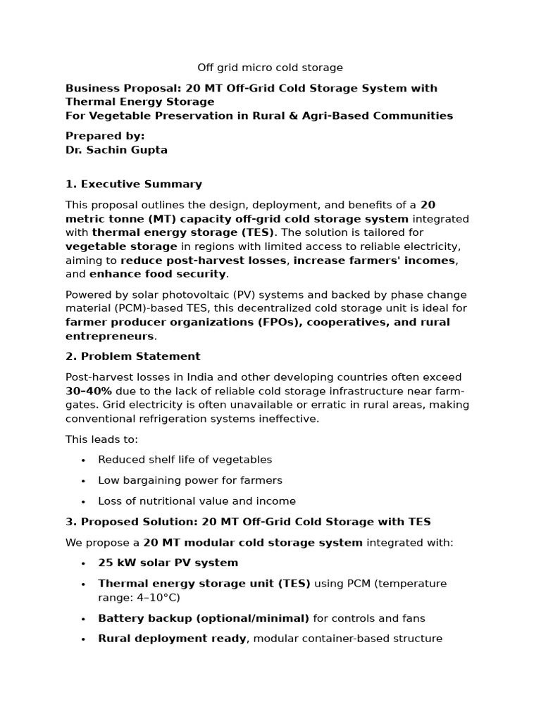Curated visual reference: Visual Reference: Off Grid Micro Cold Storage Proposal Pdf Refrigeration