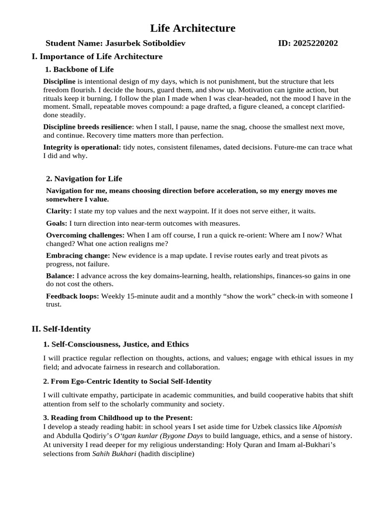 Life Architecture: A Personal Roadmap | PDF