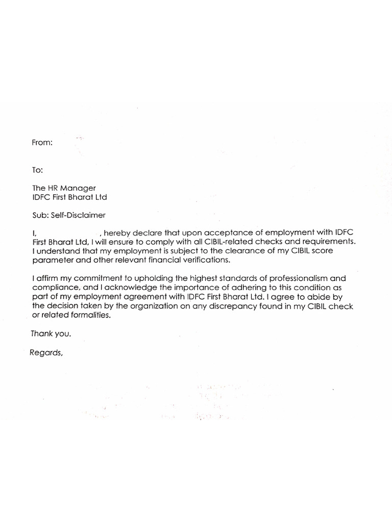 Cibil Declaration Form | PDF