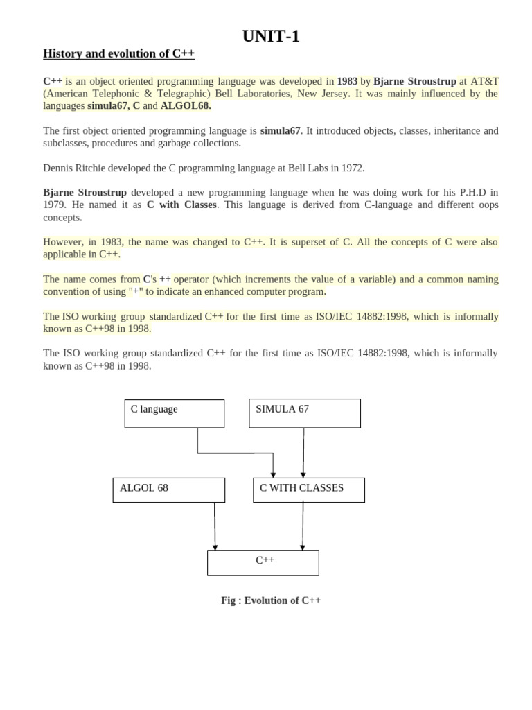 UNIT I CPP | PDF | C++ | Computer Science