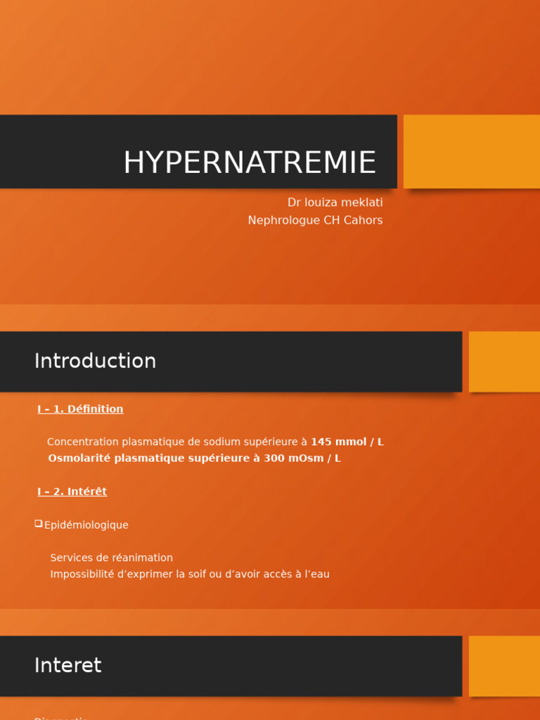 Hypernatrémie : Diagnostic et Traitement | PDF | Coma | Spécialités ...