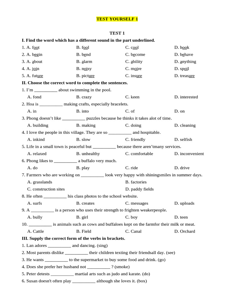 English Language Practice Test | PDF