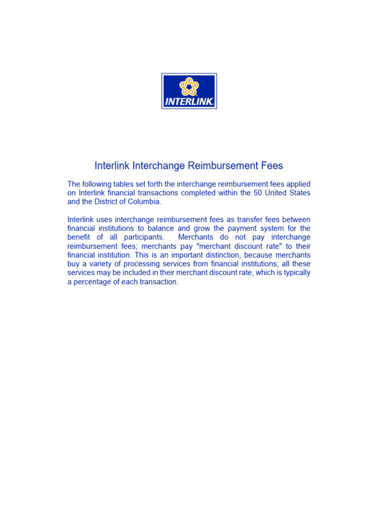 Interlink Visa Reimbursement Fees 2023 | PDF | Visa Inc. | Credit Card