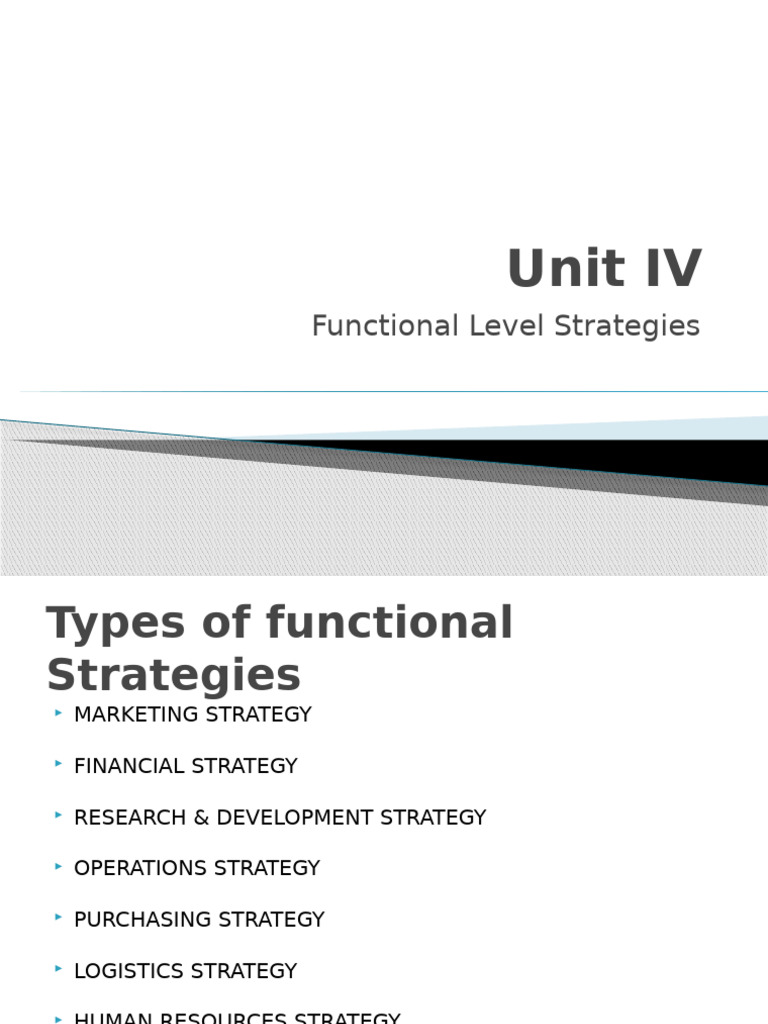Unit IV Functional Strategies | PDF | Supply Chain | Stocks