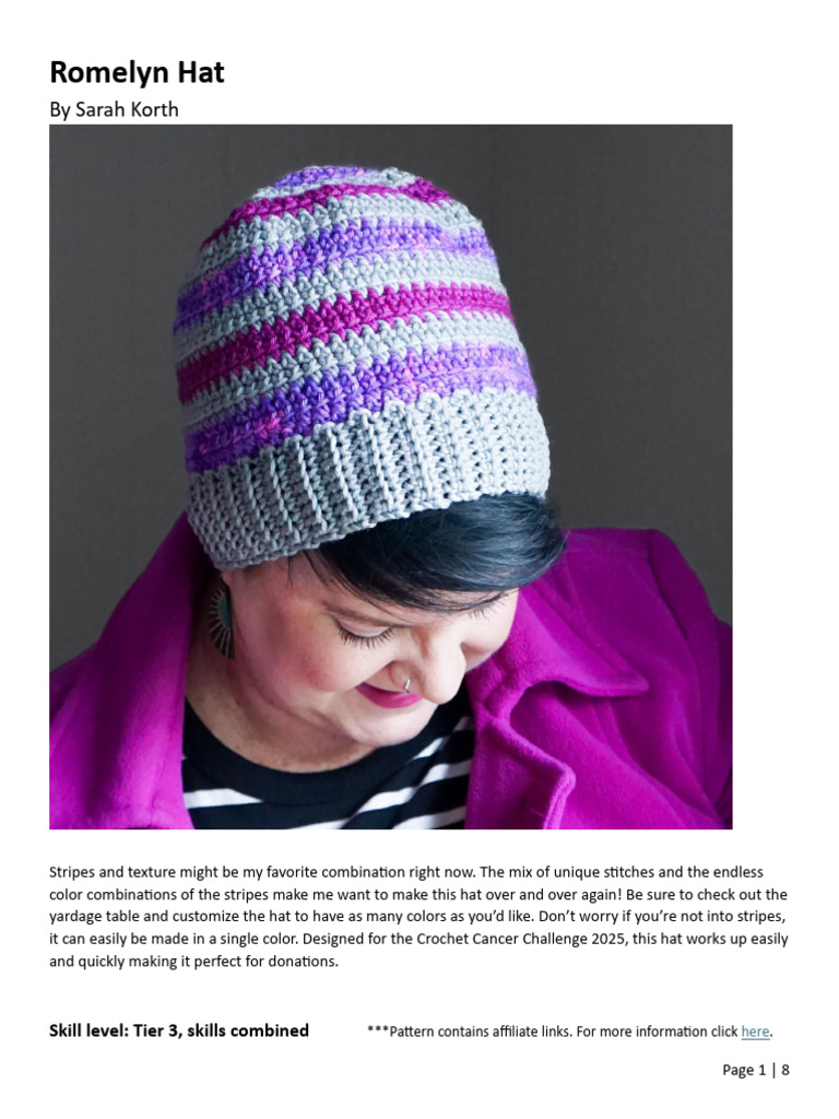 Crochet Striped Hat Pattern Guide | PDF | Crochet | Textile Arts