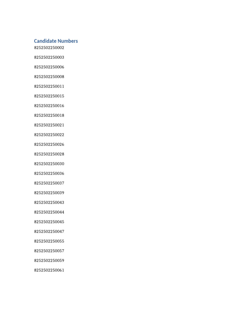 Candidate Numbers | PDF