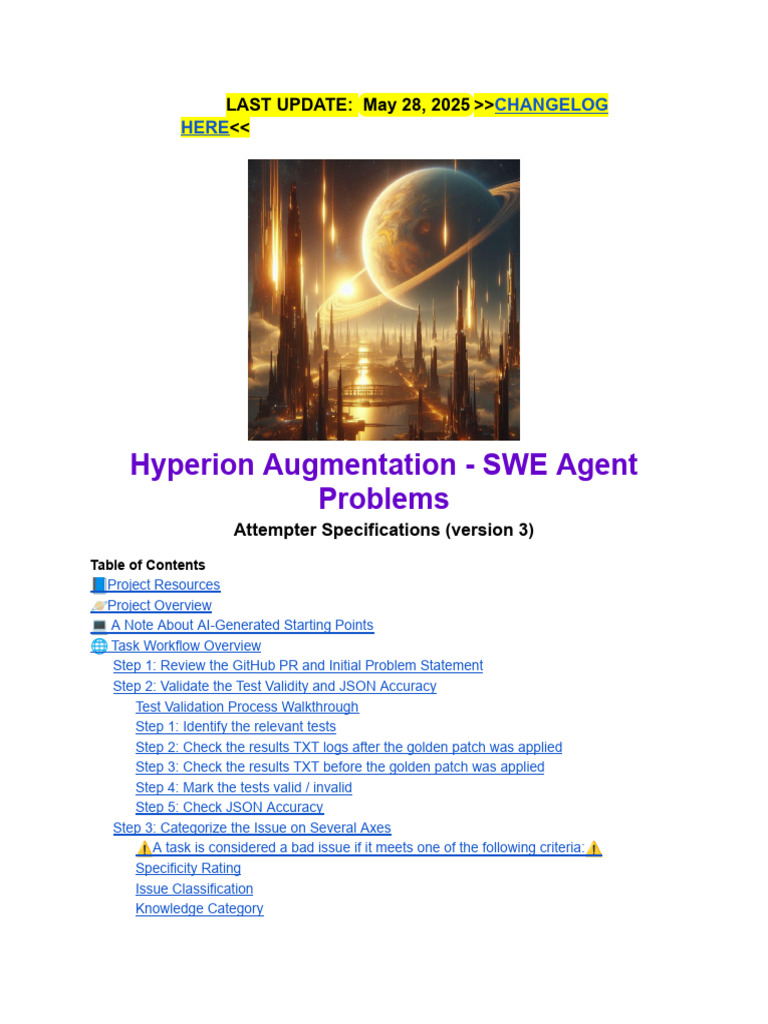 Hyperion SWE Agent Task Workflow Guide | PDF | Parameter (Computer ...