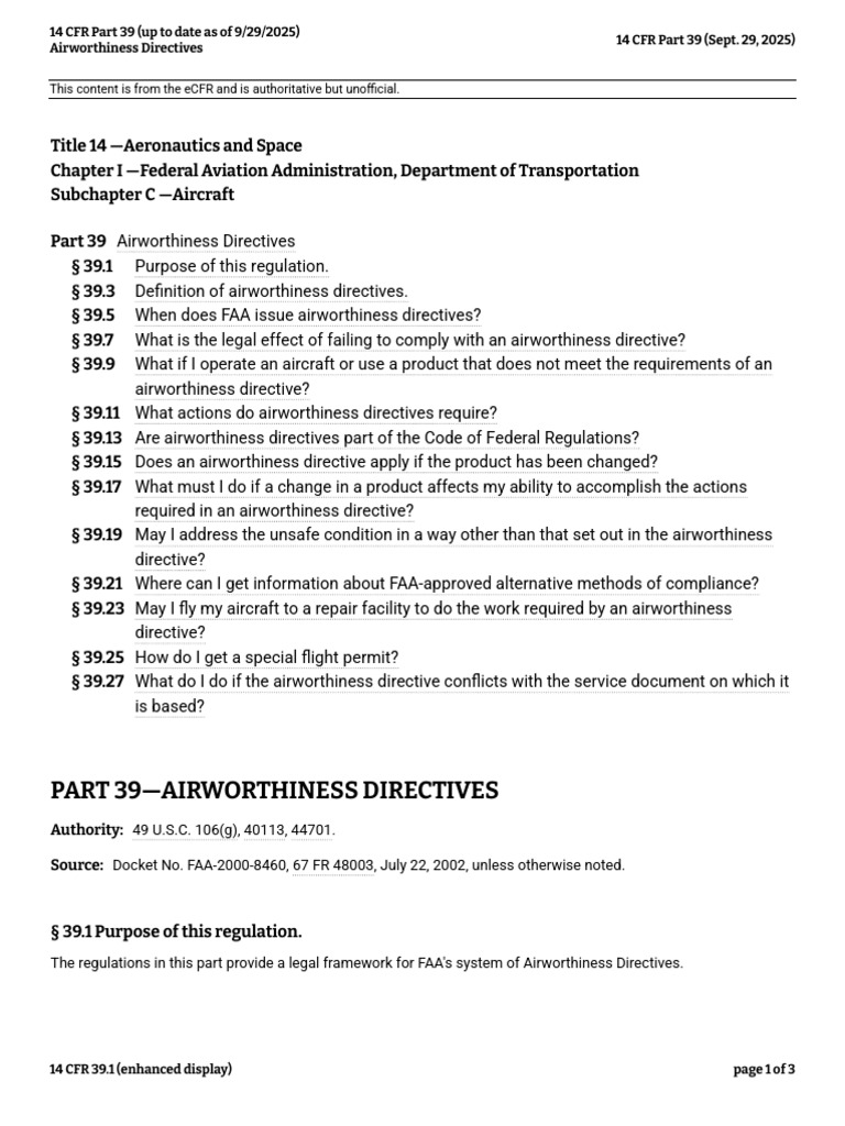 Overview of Airworthiness Directives | PDF | Federal Aviation ...